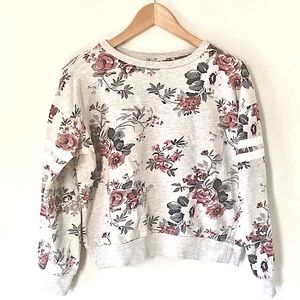 Vintage look gray fall floral 100% cotton crewneck cropped sweatshirt Large